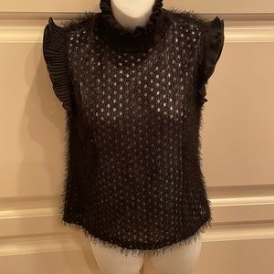 Carver lurex eyelash fringe open weave sweater sz 38/xs